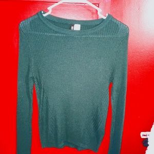 H&M Divided Ribbed Forest Green Sweater size M